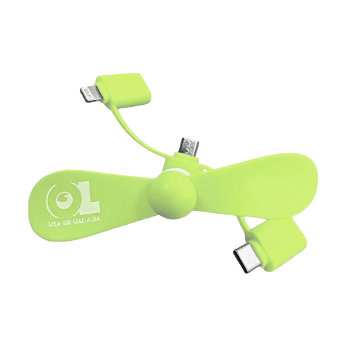 Promotional 3-in-1 Phone Fan in Green printed with your logo from Total Merchandise