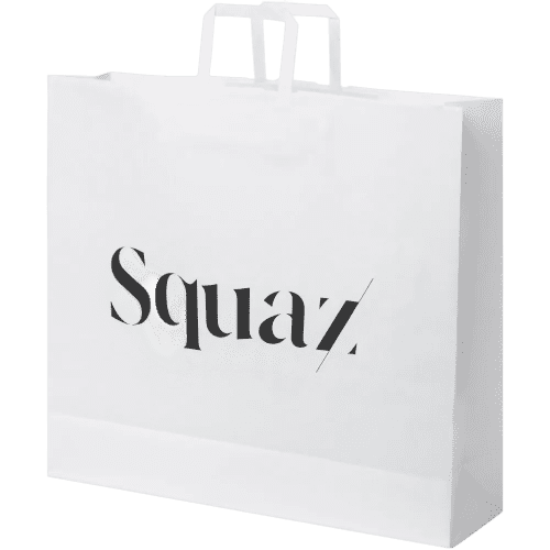 Promotional XXL White Kraft Paper Bags with Flat Handles in White from Total Merchandise