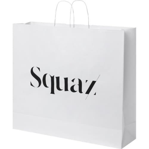 Custom Branded XXL White Kraft Paper Bags with Twisted Handles in White from Total Merchandise