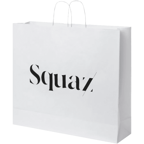 Custom Branded XXL White Kraft Paper Bags with Twisted Handles in White from Total Merchandise