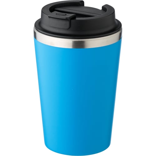 Logo branded 350ml Stainless Steel Travel Mug with a design from Total Merchandise - Light Blue