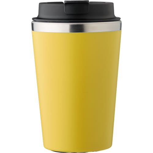 Promotional 350ml Stainless Steel Travel Mug with a design from Total Merchandise - Yellow