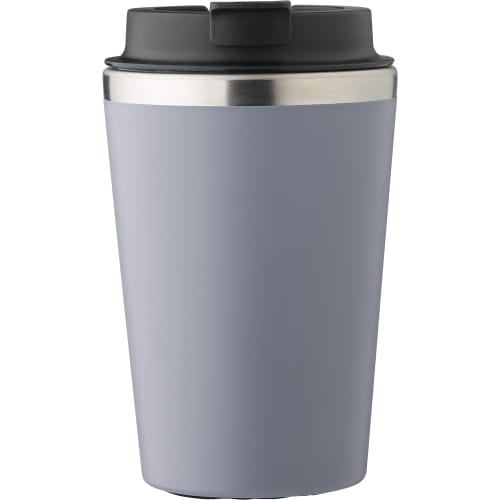 Promotional 350ml Stainless Steel Travel Mug with a design from Total Merchandise - Grey