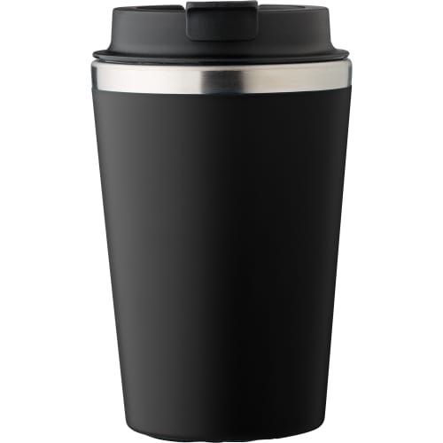 Promotional 350ml Stainless Steel Travel Mug with a design from Total Merchandise - Black