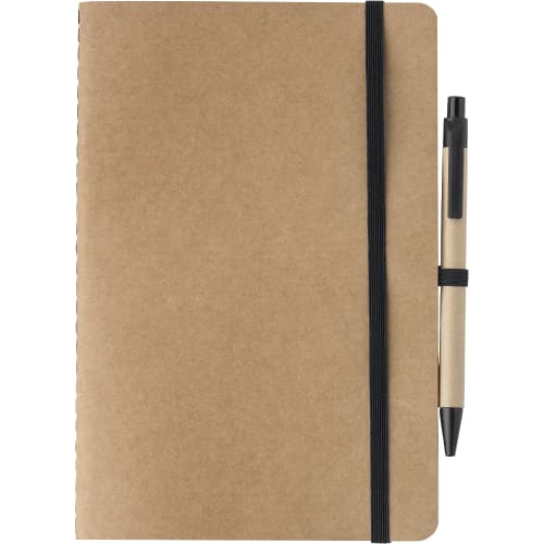 Custom branded Recycled Carton A5 Notebook with a design from Total Merchandise - black