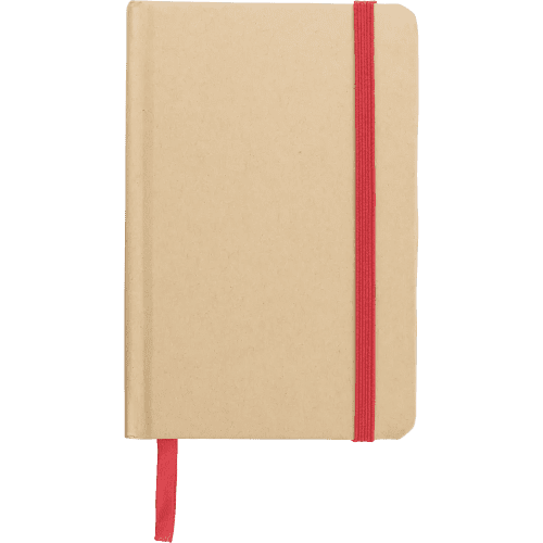 Custom printed A6 Kraft Notebooks with a design from Total Merchandise - Red