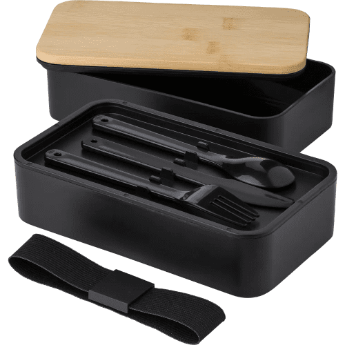 Custom branded Double Walled Lunch Box with Bamboo Lid from Total Merchandise