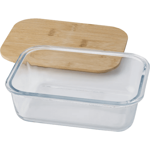 Custom Branded Glass and Bamboo Lunch Box with a design from Total Merchandise
