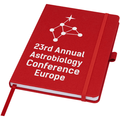 Customisable Honua A5 Recycled Paper Notebook with Rpet Cover in Red printed with your company logo