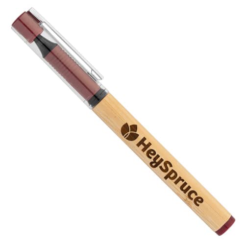 Customisable Harmony Bamboo Gel Pen in Burgundy engraved with your logo from Total Merchandise