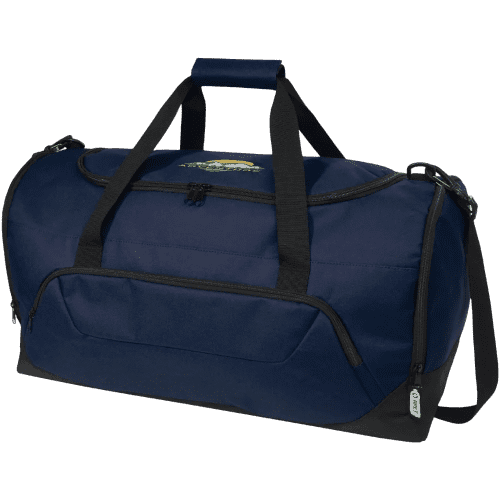 Promotional Retrend GRS Rpet 40L Duffel Bag in Navy printed with your logo from Total Merchandise