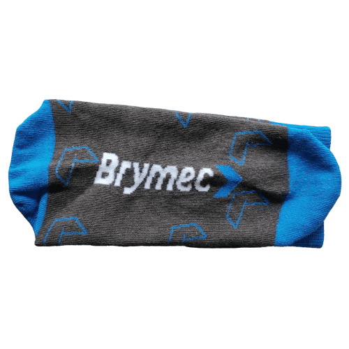 The bottom of custom woven design promotional socks from Total Merchandise