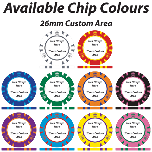 Available Royal Crown Poker Chips colours from Total Merchandise