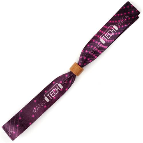 Promotional Printed RPET Wristband with Wooden Bead and a design from Total Merchandise