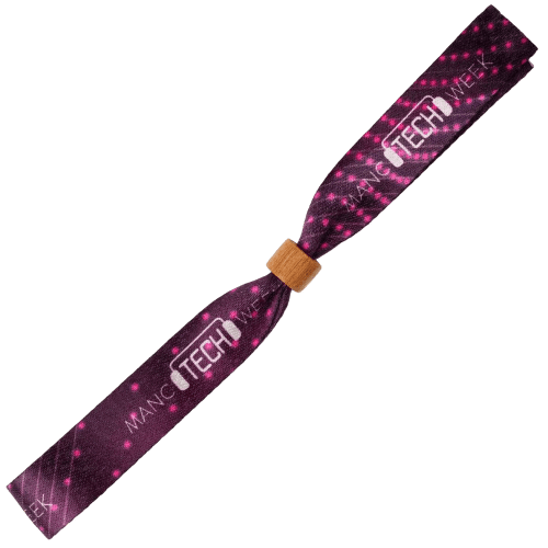 Promotional Printed RPET Wristband with Wooden Bead and a design from Total Merchandise
