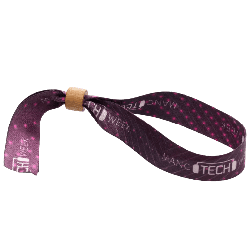 Custom Branded RPET Wristband with Wooden Bead and a design from Total Merchandise
