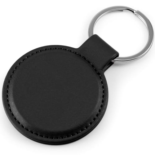 Logo branded Porto Recycled PET Keyrings with a design from Total Merchandise - Black