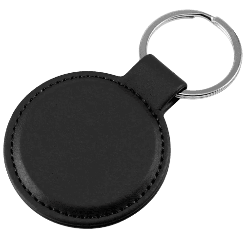Logo branded Porto Recycled PET Keyrings with a design from Total Merchandise - Black