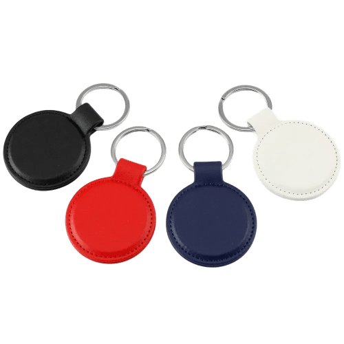 Group image of all of the available Porto Recycled PET Keyrings together from Total Merchandise