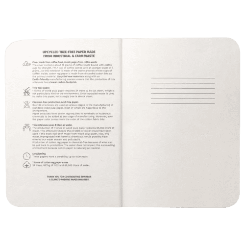 The inside of the Semi Rigid Coffee Notepad from Total Merchandise