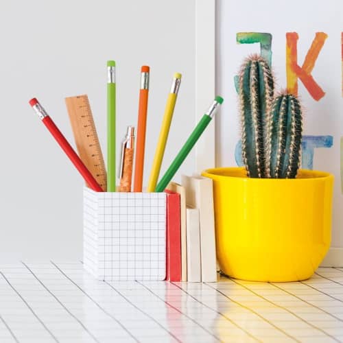 Lifestyle image of the Graphite Pencils with coloured Erasers  from Total Merchandise