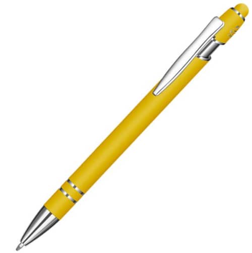 Branded Astra-i Soft Feel Ballpen in Yellow from Total Merchandise