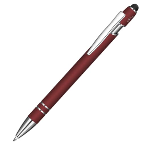 Logo printed Astra-i Soft Feel Ballpen in Burgundy/Black from Total Merchandise