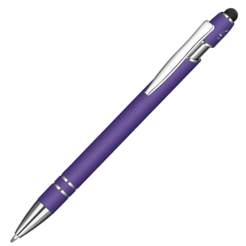 Custom Printed Astra-i Soft Feel Ballpen in Dark Purple/Black from Total Merchanidse