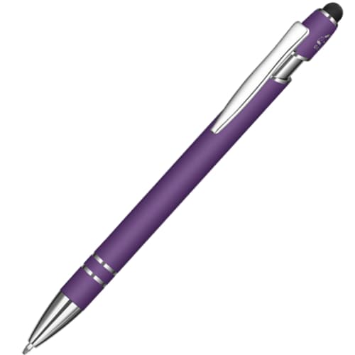 Promotional printed Astra-i Soft Feel Ballpen in Purple/Black from Total Merchandise