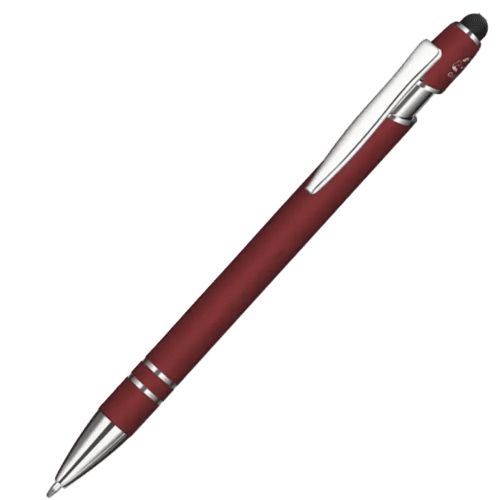Logo printed Astra-i Soft Feel Ballpen in Burgundy/Black from Total Merchandise