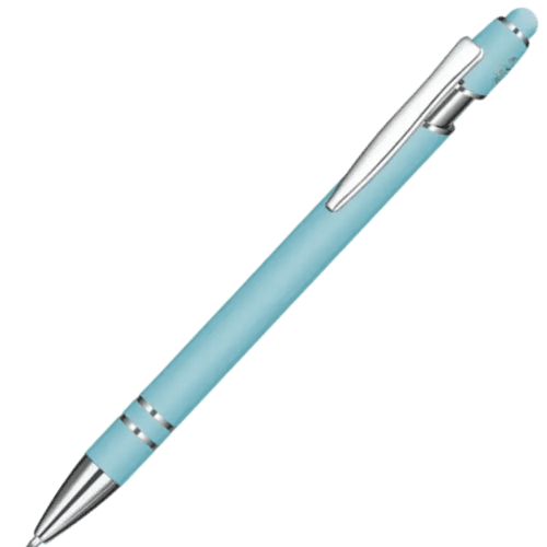 Branded Astra-i Soft Feel Ballpen in Cyan from Total Merchandise