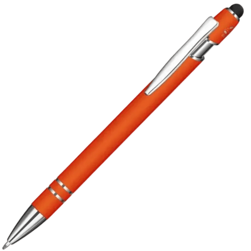 Branded Astra-i Soft Feel Ballpen in Orange/Black from Total Merchandise