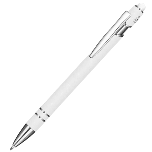 Custom Branded Astra-i Soft Feel Ballpen in White from Total Merchandise
