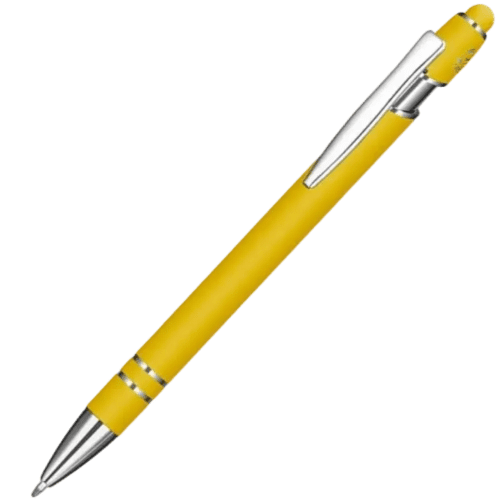 Branded Astra-i Soft Feel Ballpen in Yellow from Total Merchandise