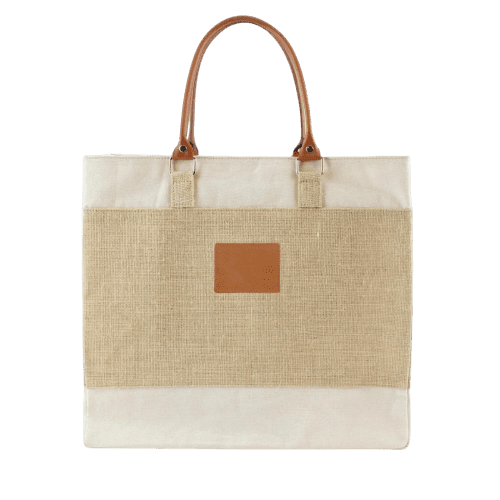 Promotional printed Cotton Canvas Jute Tote Bag in Ocra from Total Merchandise