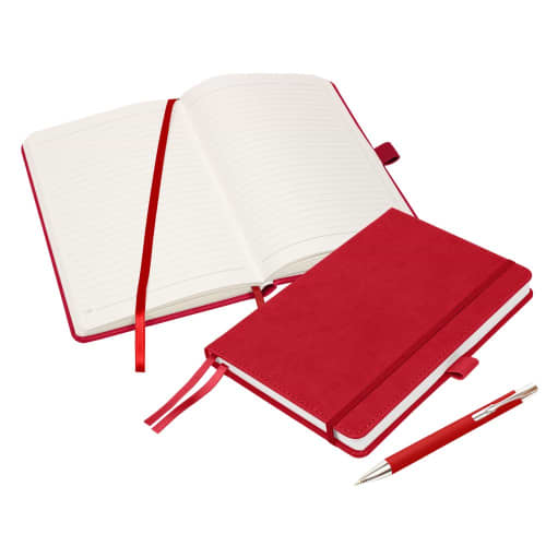 Promotional Moretti Luxury A5 Notebook set in Red printed with your logo from Total Merchandise