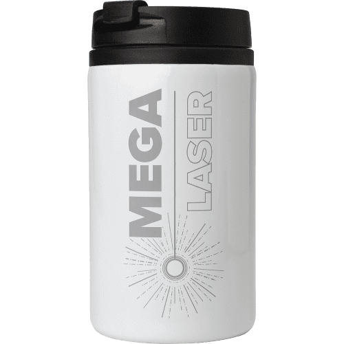 Branded 300ml Stainless Steel Double Walled Thermos Cup in White engraved with your company logo