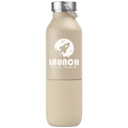 Logo Printed Freya Double-Wall Recycled Stainless Steel Bottle with Tumbler in Cream