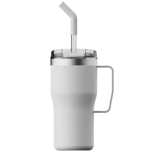Logo Branded Tahoe 590ml Recycled Insulated Tumbler with Straw in White from Total Merchandise