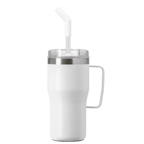 Logo Branded Tahoe 590ml Recycled Insulated Tumbler with Straw in White from Total Merchandise