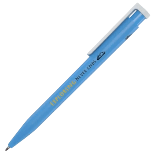 Branded Unix Recycled Plastic Ballpoint Pen in Aqua from Total Merchandise