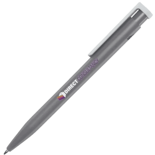 Logo printed Unix Recycled Plastic Ballpoint Pen in Grey from Total Merchandise