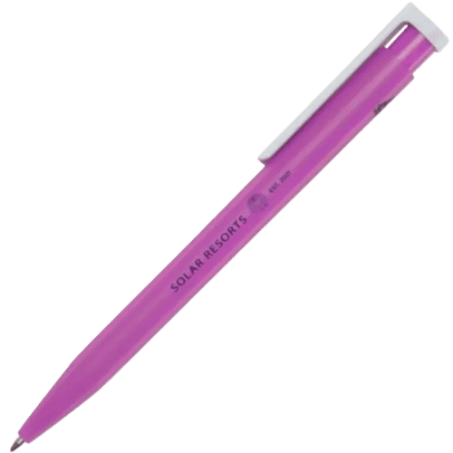 Printed Unix Recycled Plastic Ballpoint Pen in Magenta from Total Merchandise