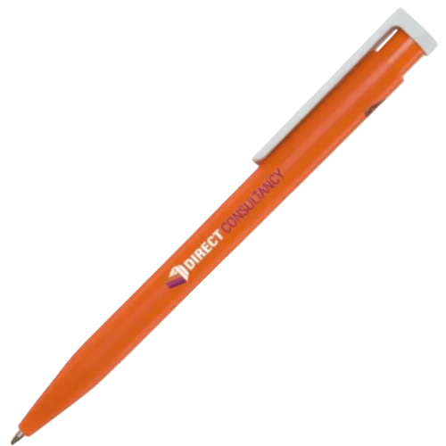 Branded Unix Recycled Plastic Ballpoint Pen in Orange