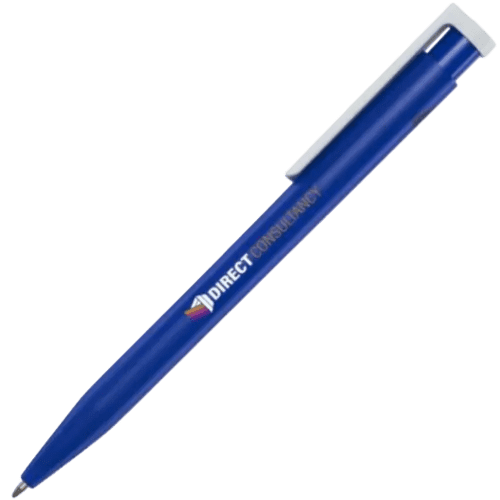Branded Unix Recycled Plastic Ballpoint Pen in Royal Blue from Total Merchandise