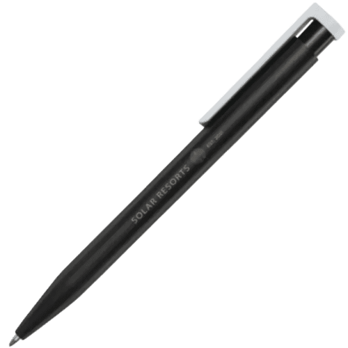 Promotional Unix Recycled Plastic Ballpoint Pen in Solid Black from Total Merchandise