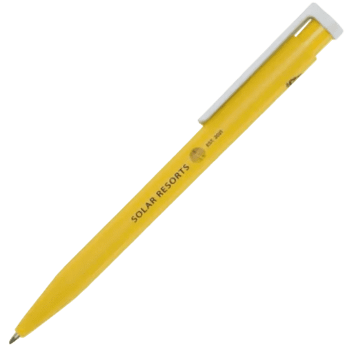 Printed Unix Recycled Plastic Ballpoint Pen in Yellow from Total Merchandise