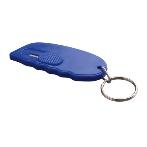 Custom printed Mini Cutter Keyring in Blue with a design from Total Merchandise
