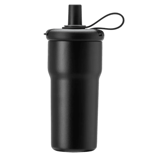 Custom Branded Roca 600ml Recycled Insulated Cup with Straw in Black from Total Merchandise