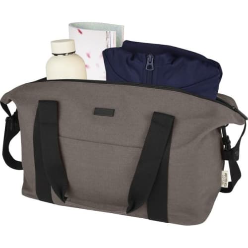 Lifestyle image of the Recycled Canvas Sports Duffel Bag from Total Merchandise